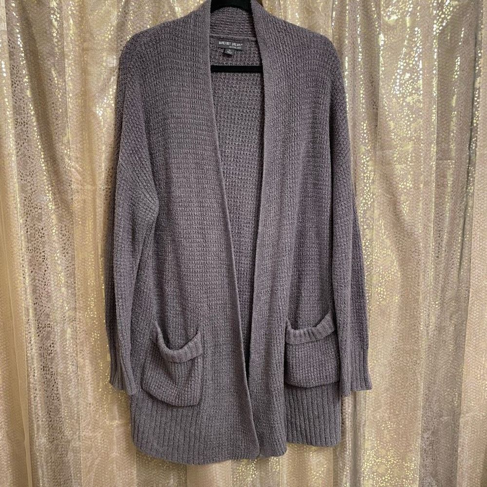 Barefoot Dreams Ash Dark Gray Waffle Knit CozyChic Lite Long Weekend Cardigan XL